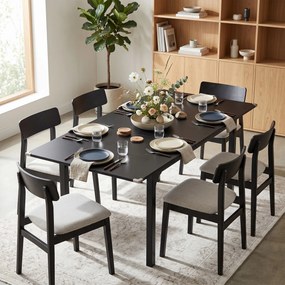 Mesa de jantar extensível para 4 a 6 pessoas 120 a 160 cm (CADEIRAS NÃO INCLUIDAS), com pés em aço, para espaços pequenos, sala de jantar, preta