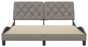 Cama sem colchão 160x200 cm tecido castanho-acinzentado