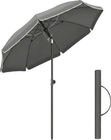 Guarda-sol regulável em altura, 200 cm, proteção UV UPF 50+ Cinza