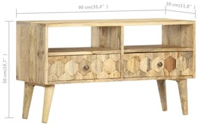 Móvel de TV 90x30x50 cm madeira de mangueira maciça