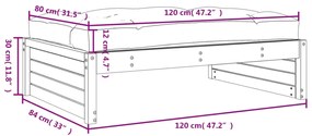 Apoio de pés para jardim 120x80 cm pinho maciço branco