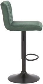 Banco de bar Jamie em veludo e com estrutura preta 41 x 87-107 x 49 cm Verde
