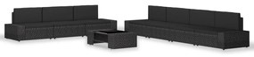vidaXL 8 pcs conjunto lounge para jardim vime PE preto