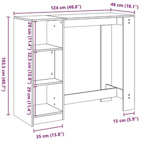 Mesa de bar com prateleiras derivados de madeira branco