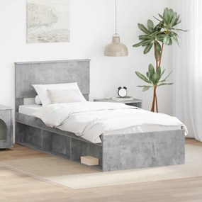 vidaXL Estrutura da Cama com cabeceira Cinza Concreto 90 x 190 cm