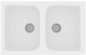 Pia de Cozinha Branca 760x480x184 mm Granito