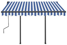 Toldo automático LED e sensor de vento 3,5x2,5 m azul e branco