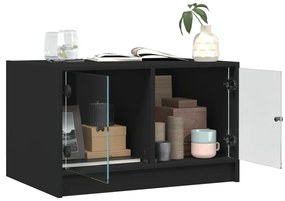 Mesa de centro c/ portas de vidro 68x50x42 cm preto