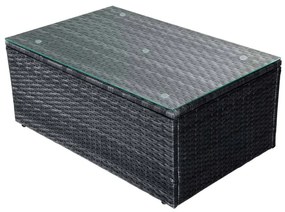 4 pcs conjunto lounge de jardim c/ almofadões vime PE preto