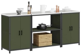 Conjunto de Armazenamento de Cozinha 3 pcs Verde Oliva