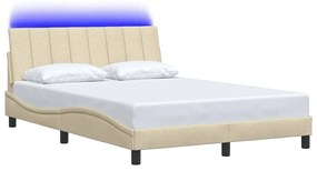 Estrutura de cama sem colchão 140x190 cm tecido cor creme