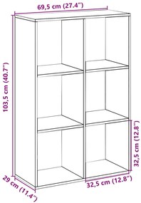 Estante divisória 69,5x29x103,5 cm deriv. madeira cinza sonoma