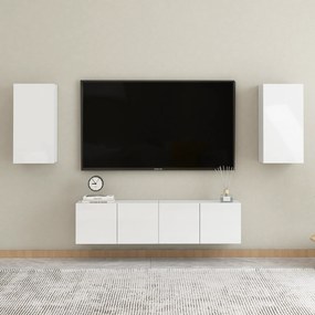 vidaXL Móveis de TV 2 pcs derivados de madeira branco brilhante