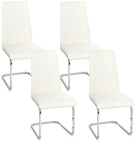 Conjunto de 4 Cadeiras de Sala de Jantar (MESA NÃO INCLUIDA) com Assento Acolchoado e Pés de Metal Cadeiras Cantilever Modernas 45x61x98 cm Creme