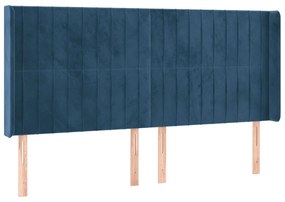 Cabeceira cama c/ luzes LED veludo 163x16x118/128cm azul-escuro