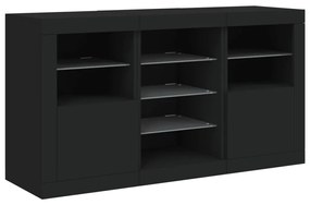 Aparador com luzes LED 123x37x67 cm preto