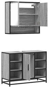 2 pcs conjunto móveis WC derivados de madeira sonoma cinza