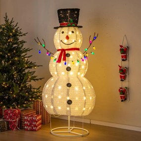 Decoração de Natal do boneco de neve pré-iluminado de 1,8 m com 20 fios de luz coloridos e 180 luzes LED de Natal