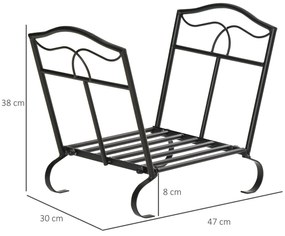 Outsunny Suporte para Lenha Metálico Porta Lenha Exterior e Interior c