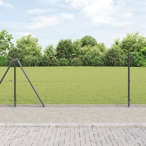 vidaXL Conjunto de Poste de Cerca Conjunto de 2 Cinza Metal 10 x 1 m