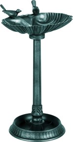Outsunny Banho para pássaros bebedouro antigo 81 cm com base de jardineira, comedouro e bacia para pássaros em pedestal, bronze verde | Aosom Portugal