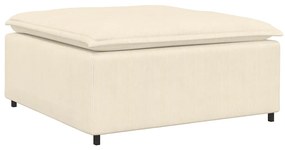 Sofá modular com pufes e almofadas tecido corduroy creme