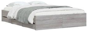 Estrutura de cama c/ gavetas derivados madeira cinza sonoma