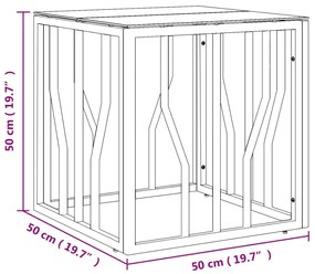Mesa de centro 50x50x50 cm aço inoxidável e vidro prateado