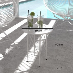 Mesa de Jardim Redonda Mesa de Varanda Ø40x50 cm com Pés Ajustáveis e