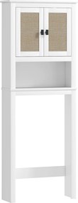 HOMCOM Móvel sobre Sanita 60x19,5x160 cm Armário sobre Sanita 2 Portas com Frente em Vime Compartimento e Prateleira Ajustável Branco | Aosom Portugal