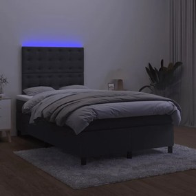 Cama box spring c/ colchão/LED 120x200 cm veludo preto