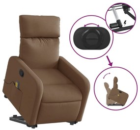 Poltrona reclinável massagens tecido castanho