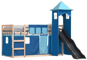 Beliche com escorrega e cortinas 90x190 cm azul