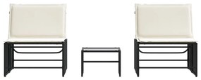 Espreguiçadeiras com mesa 2 pcs vime PE preto