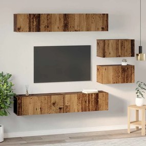 Conjunto de Estantes para TV 6 pcs Madeira antiga Médio
