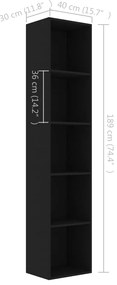 Estante 40x30x189 cm derivados de madeira preto