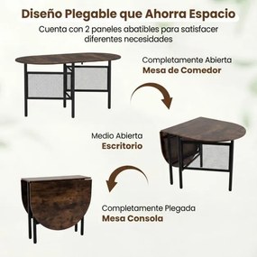 Mesa de jantar dobrável oval com abas rebatíveis para 6-8 pessoas, 150 x 80 x 76 cm, com pés metálicos Estilo Industrial castanho Rústico + preto