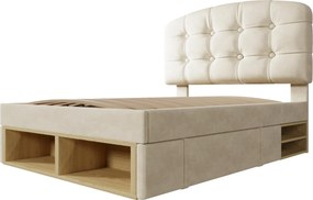 Cama estofada 90x200 com ajuste de altura triplo, Bege | AOSOM Portugal