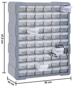 Caixa organizadora com 60 gavetas 38x16x47,5 cm