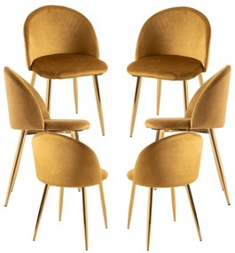 Pack 6 Cadeiras Vint Veludo Golden - Amarelo