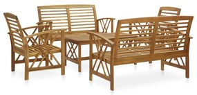 5 pcs conjunto lounge de jardim madeira de acácia maciça