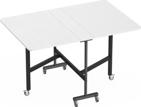 HOMCOM Mesa Dobrável Móvel com 6 Rodízios e Travões Mesa de Cozinha Dobrável para Espaços Pequenos Branco | Aosom Portugal