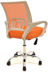 Cadeira de escritório FISS NEW, branco, rede e tecido laranja