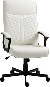 Vinsetto Cadeira Ergonômica Giratória 360° Encosto Alto Altura Ajustável Inclinação Ergonómica 65x65x102-112,5 cm Branco Creme | Aosom Portugal