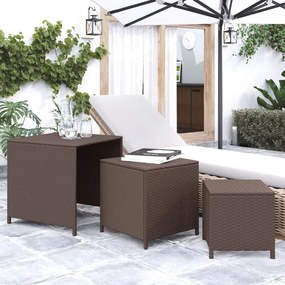 vidaXL Mesas de encastrar 3 pcs vime PE castanho