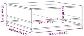 Mesa de centro derivados de madeira e metal carvalho fumado