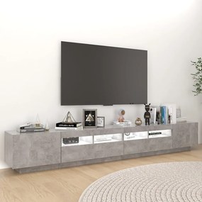 Móvel de TV com luzes LED 260x35x40 cm cinzento cimento