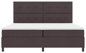 Cama Box Spring com Colchão Marrom Escuro 200x200 cm Tecido