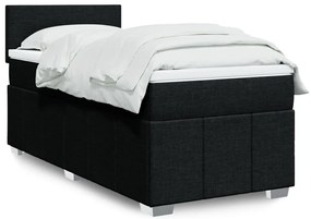 Cama com molas/colchão 80x200 cm tecido preto