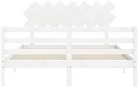 Estrutura de cama com cabeceira 140x190cm madeira maciça branco